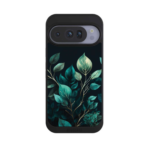 Google Pixel 10 Pro NIVOpure Grüne Eukalyptus Blätter mit dunklem Hintergrund mit KI