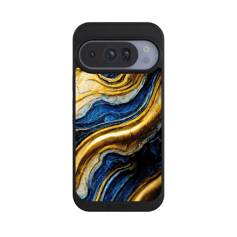 Pixel 10 Pro NIVOpure Struktur im Royalblau- und Gold-Look