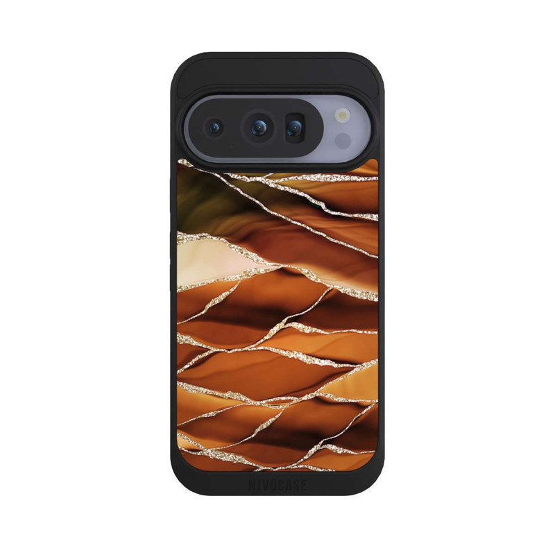Pixel 10 Pro NIVOpure Rayures marbrées marron aspect pailleté