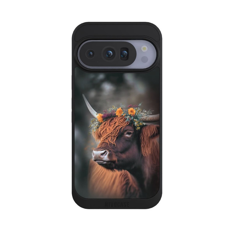 Pixel 10 Pro NIVOpure Highland Cow With Flowers with AI