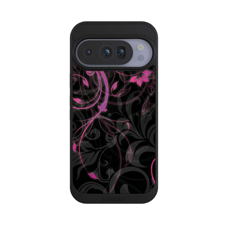 Pixel 10 Pro NIVOpure Fleurs d'automne noires et roses