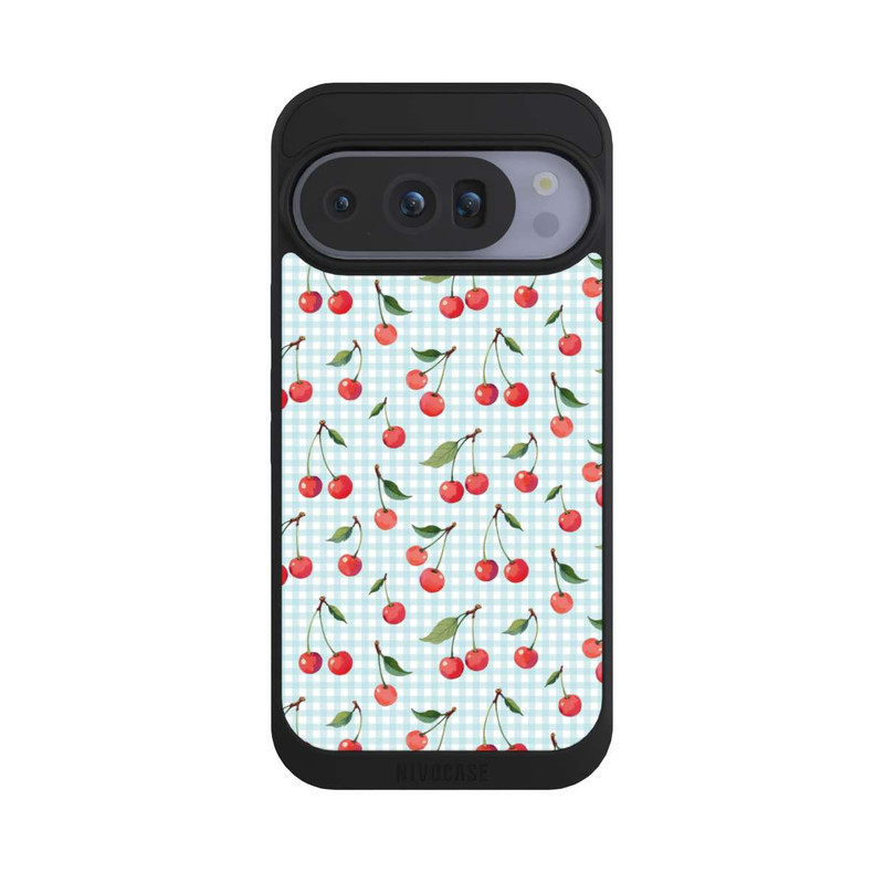 Pixel 10 Pro NIVOpure Cherries and Blue Gingham