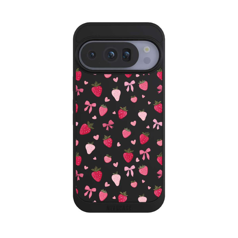 Pixel 10 Pro NIVOpure Strawberry Ribbon Pattern Pink Transparent