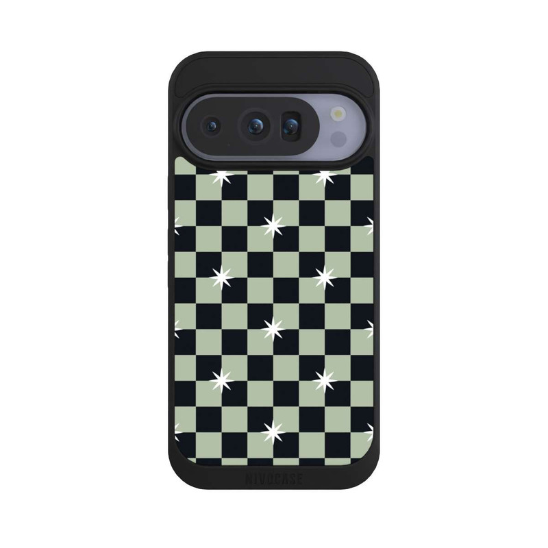 Pixel 10 Pro NIVOpure Checked Pattern Black Grey Stars