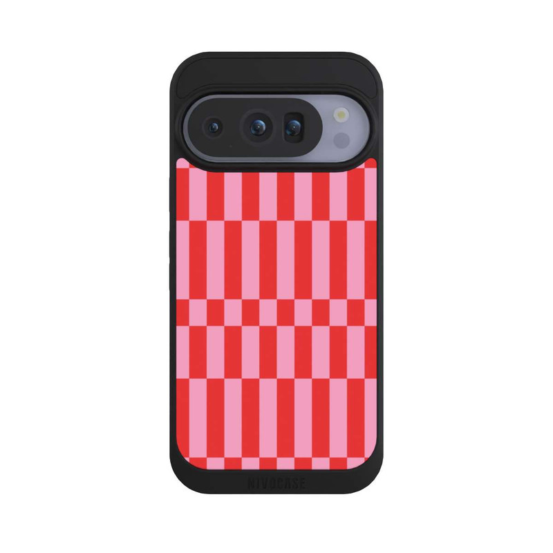 Pixel 10 Pro NIVOpure Checked Abstract Bold Coral Red and Pink Color Block