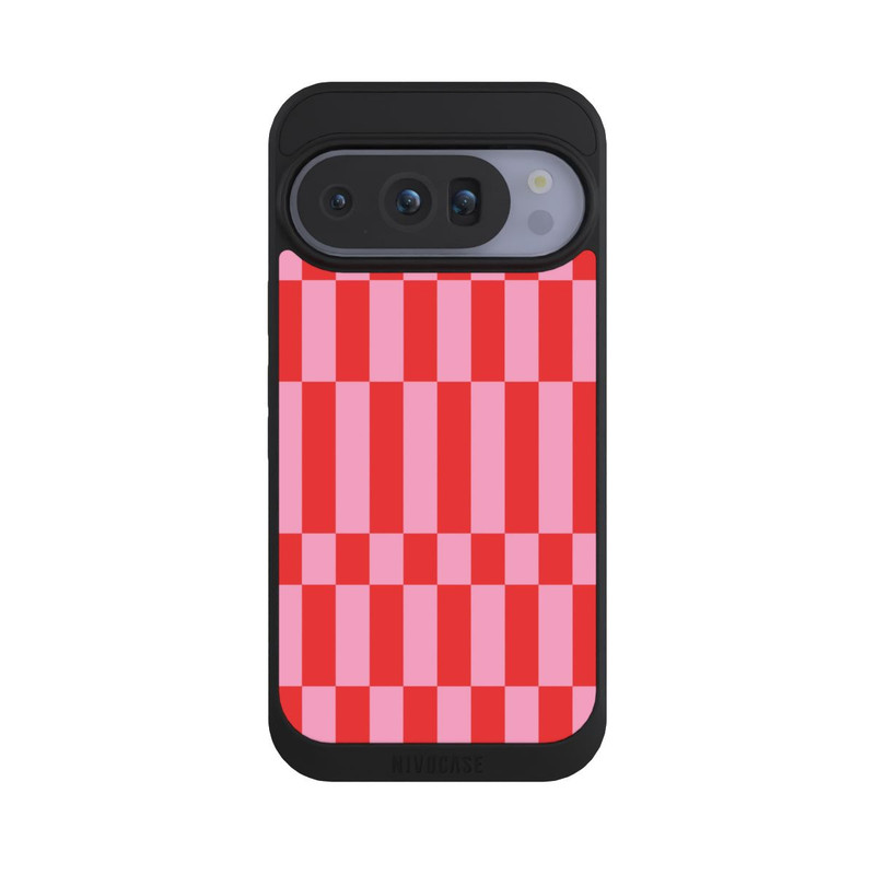 Pixel 10 Pro NIVOpure Checked Abstract Bold Coral Red and Pink Color Block