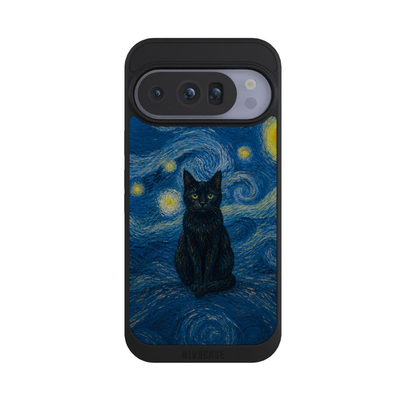 Pixel 10 Pro NIVOpure Sternennacht von Vincent van Gogh mit Katze mit KI