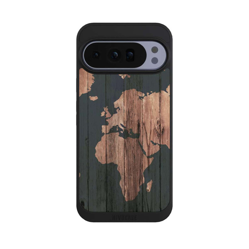 Pixel 10 Pro XL NIVOpure Carte du Monde Effet bois