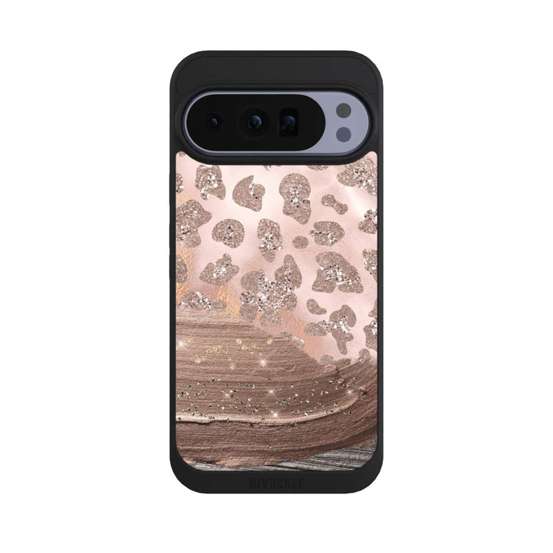 Pixel 10 Pro XL NIVOpure Silberner Leoparden Glitzerlook