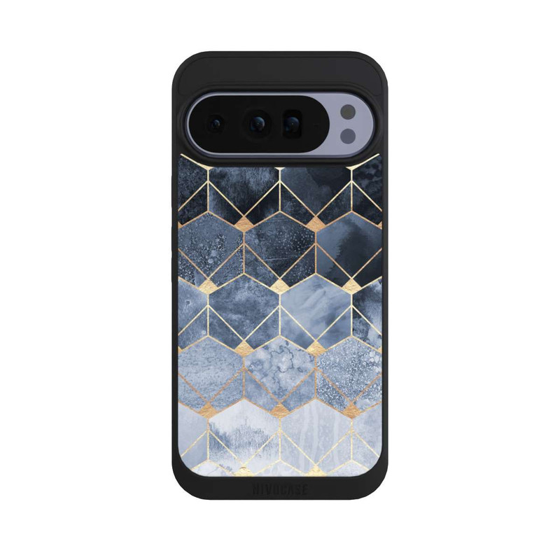 Pixel 10 Pro XL NIVOpure Blue Hexagons And Diamonds Gold Print