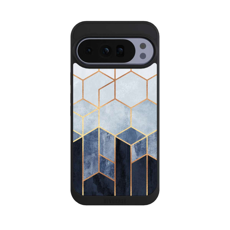 Pixel 10 Pro XL NIVOpure Blauer Farbverlauf Sechsecke Golddruck