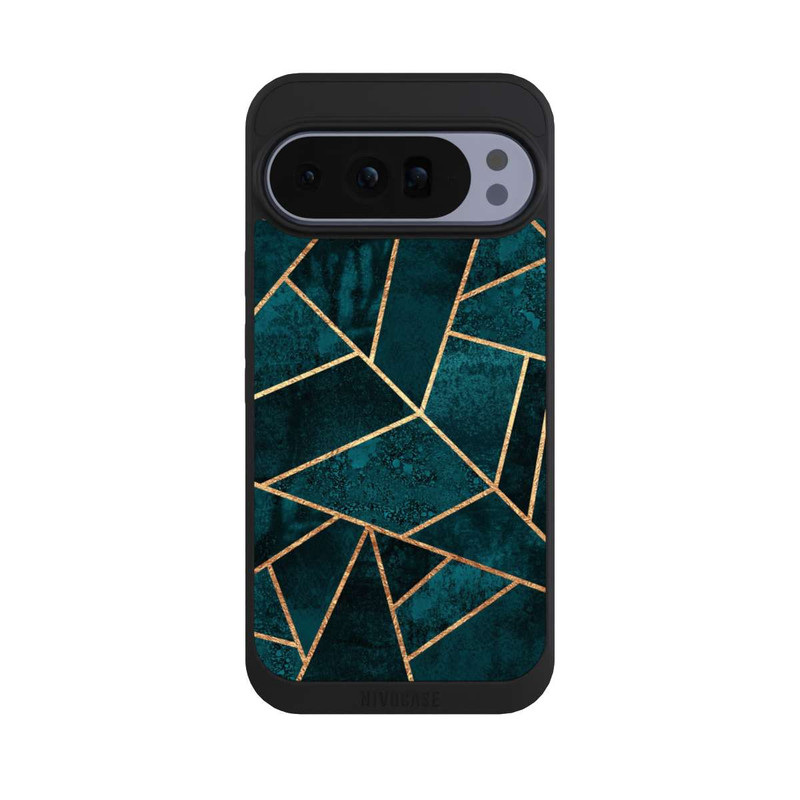 Pixel 10 Pro XL NIVOpure Deep Teal Stone Gold Print