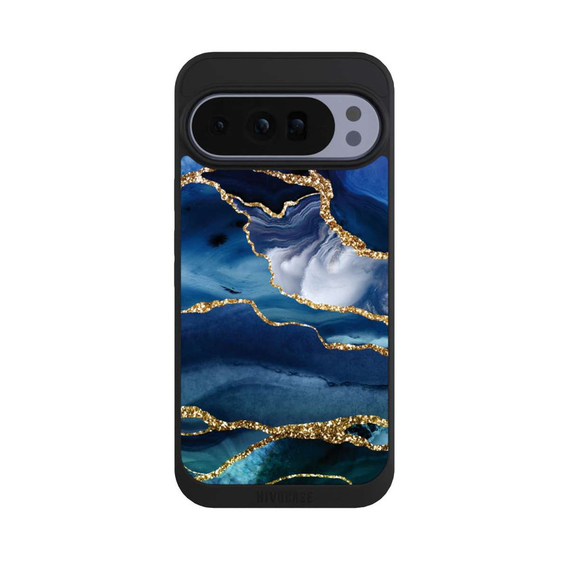 Pixel 10 Pro XL NIVOpure Aspect marbre bleu pailleté doré