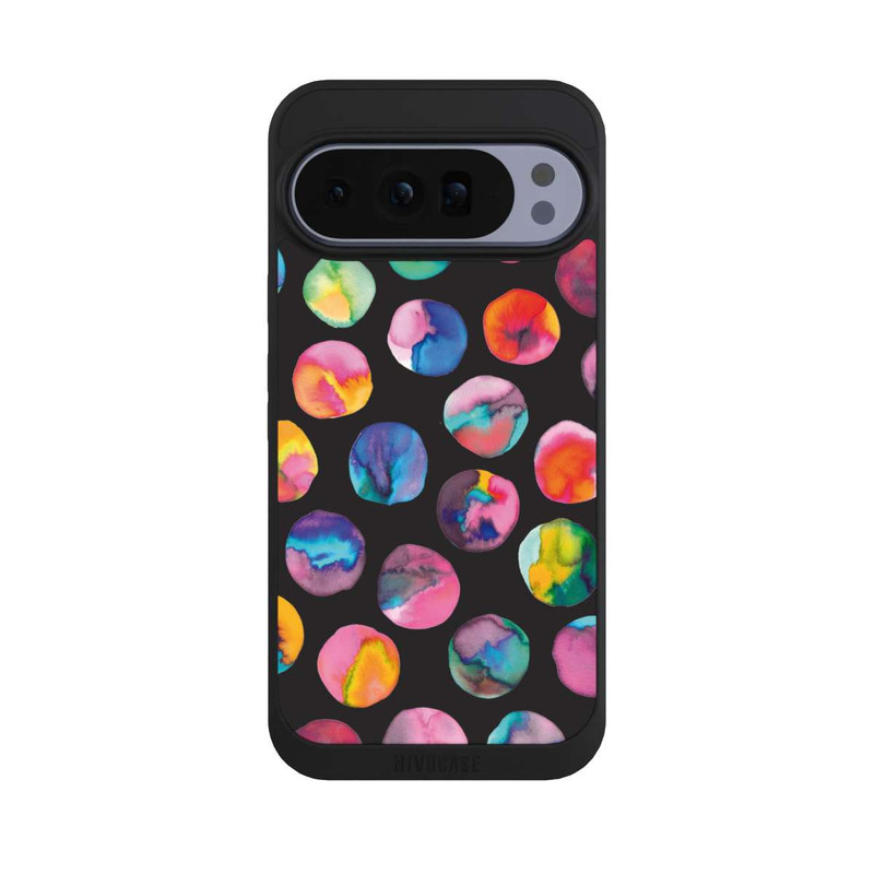 Pixel 10 Pro XL NIVOpure Bunte Tintenmurmeln Punkte Schwarz