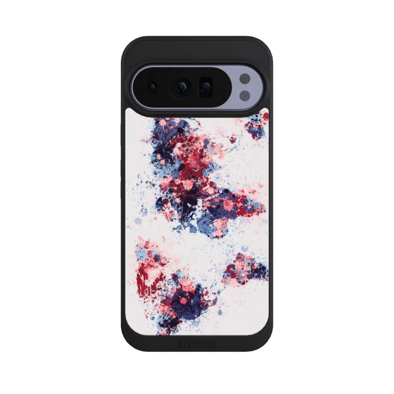 Pixel 10 Pro XL NIVOpure Carte du monde : éclaboussures de peinture bleu rouge