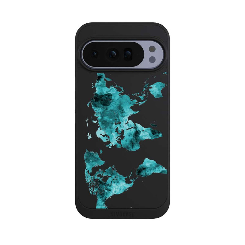 Pixel 10 Pro XL NIVOpure Carte du monde Teal Transparent