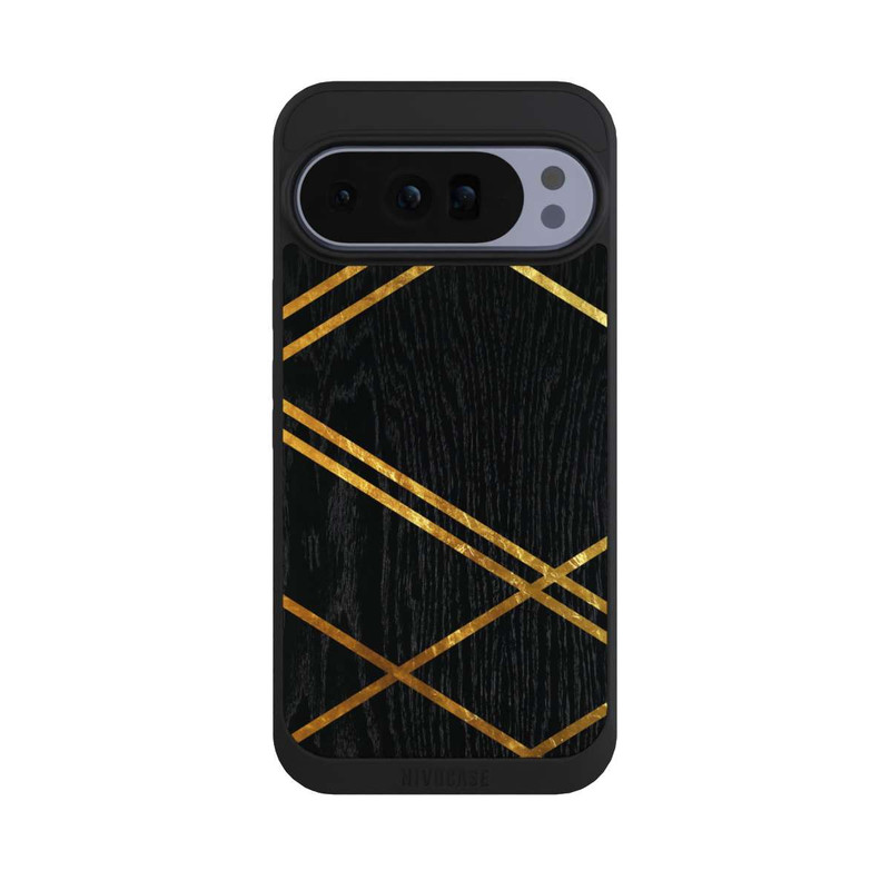 Pixel 10 Pro XL NIVOpure Schwarzes geometrisches Muster Goldene Streifen