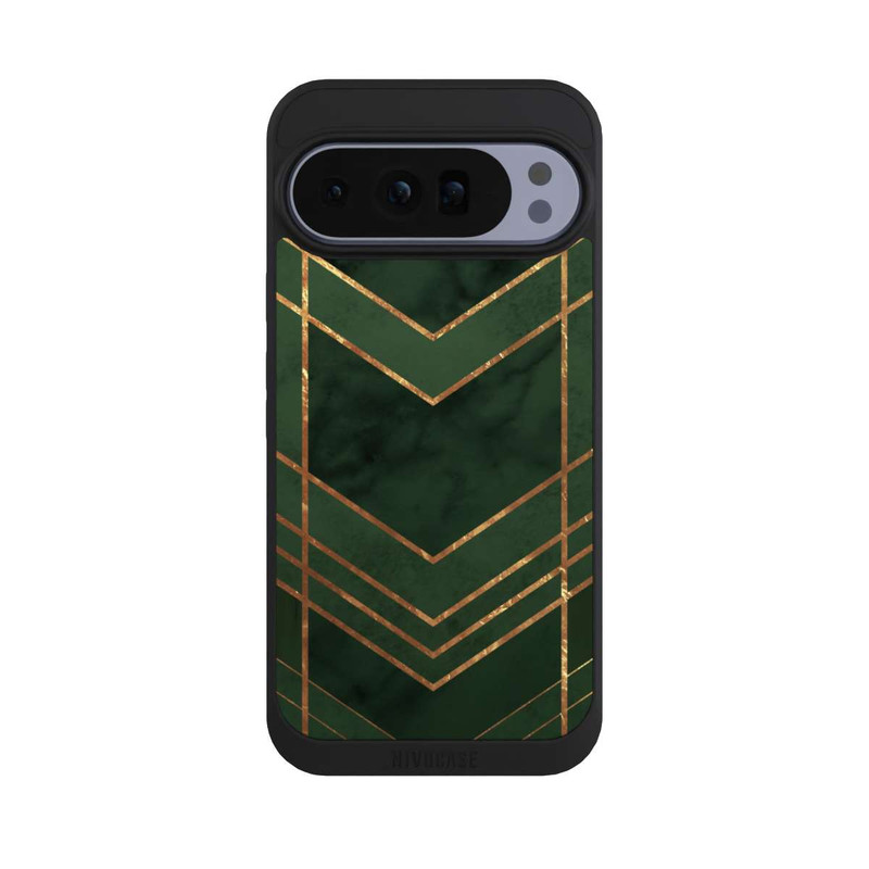 Pixel 10 Pro XL NIVOpure Dunkelgrün gemustert Goldene Streifen