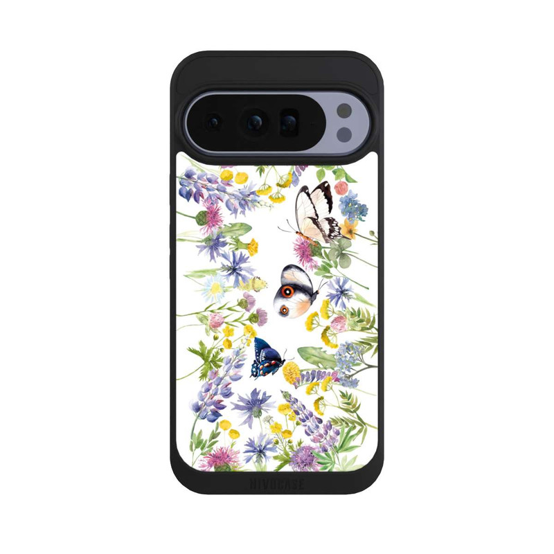 Pixel 10 Pro XL NIVOpure Bunte Frühlingsblumen und Schmetterlinge
