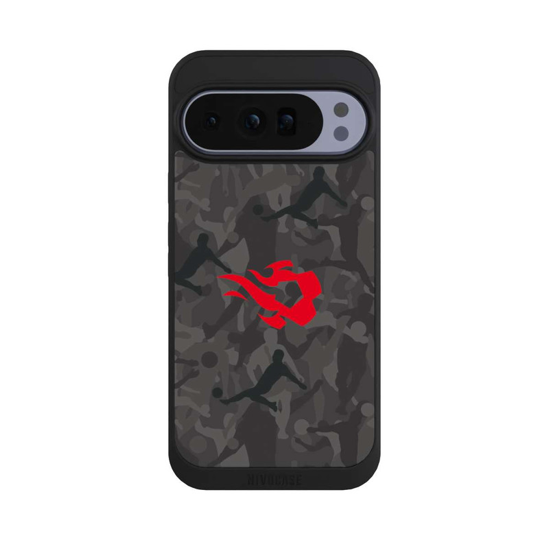 Pixel 10 Pro XL NIVOpure Belgique Red Flames Camouflage Gris