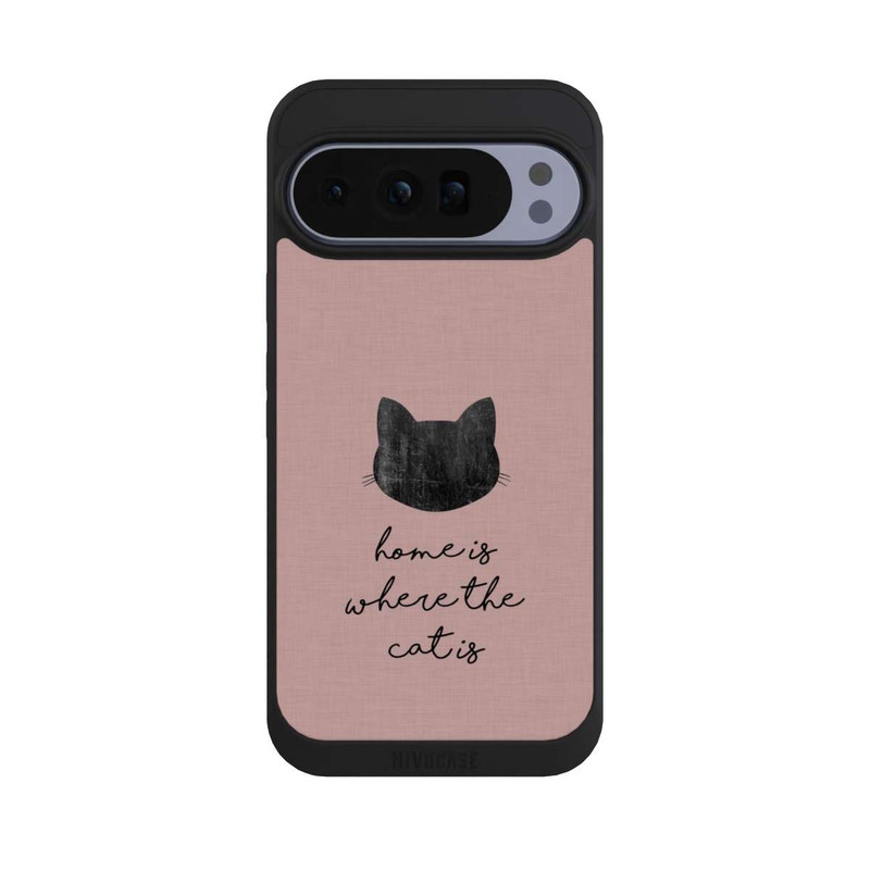 Pixel 10 Pro XL NIVOpure Home Is Where The Cat Is - Schwarz auf Rosa