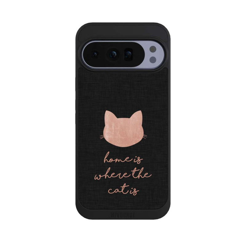 Pixel 10 Pro XL NIVOpure Home Is Where The Cat Is - Rose sur noir 