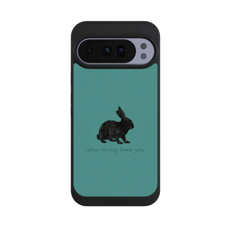 Pixel 10 Pro XL NIVOpure Some Bunny Loves You - Noir sur turquoise