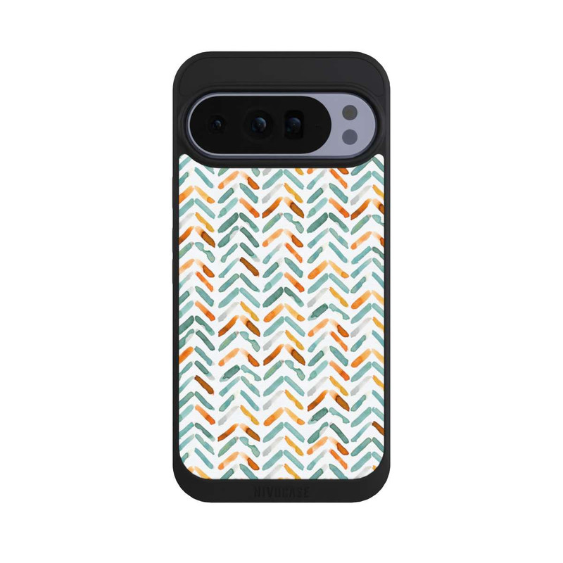Pixel 10 Pro XL NIVOpure Élégant Automne Chevron Bleu Orange