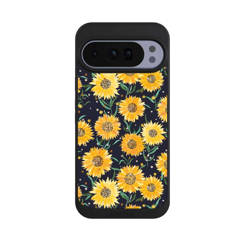 Pixel 10 Pro XL NIVOpure Fleurs de Tournesol sur Fond Noir