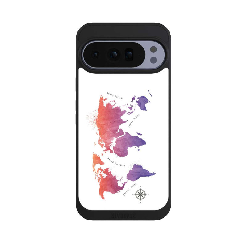Pixel 10 Pro XL NIVOpure Carte du monde aquarelle blanche