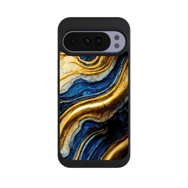 Pixel 10 Pro XL NIVOpure Struktur im Royalblau- und Gold-Look