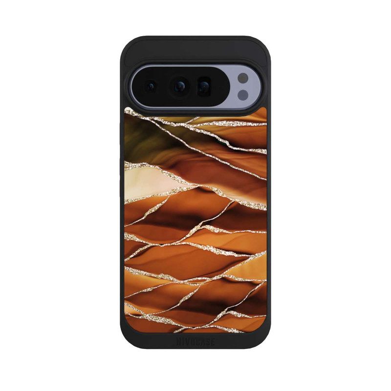 Pixel 10 Pro XL NIVOpure Rayures marbrées marron aspect pailleté