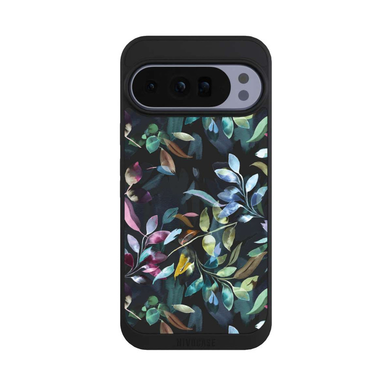 Pixel 10 Pro XL NIVOpure Aquarelle Feuilles Mystiques Noir