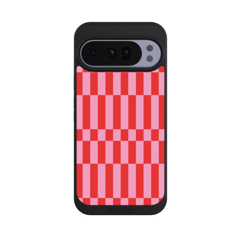 Pixel 10 Pro XL NIVOpure Checked Abstract Bold Coral Red and Pink Color Block