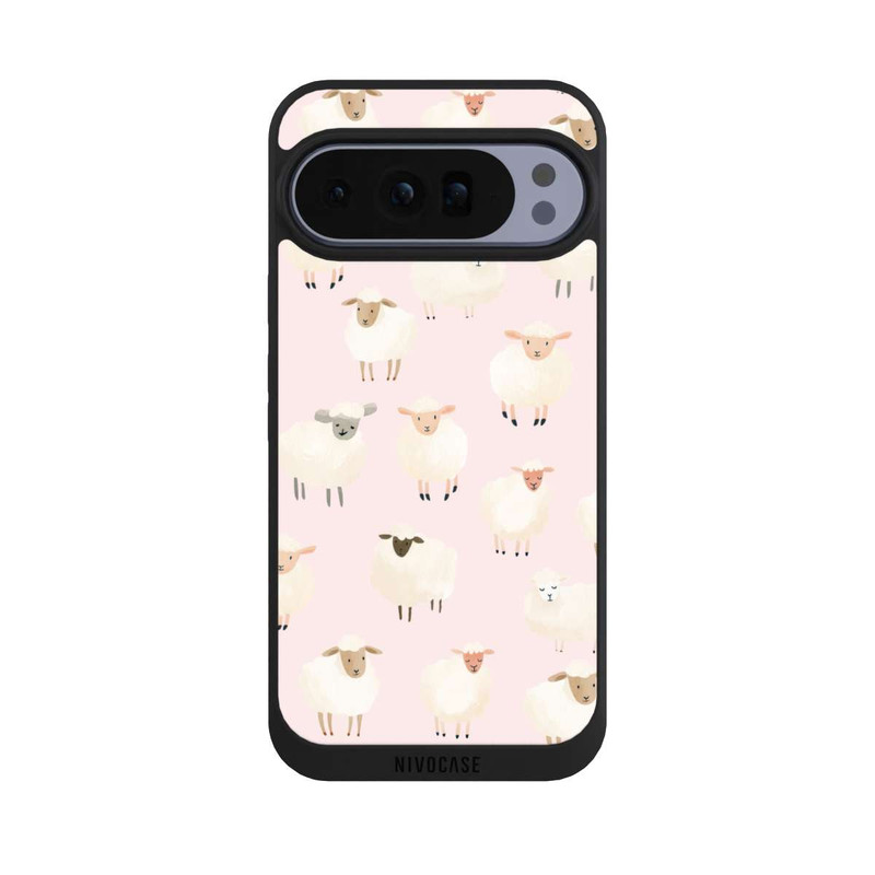 Pixel 10 Pro XL NIVOpure Schafe auf Rosa Hintergrund mit KI