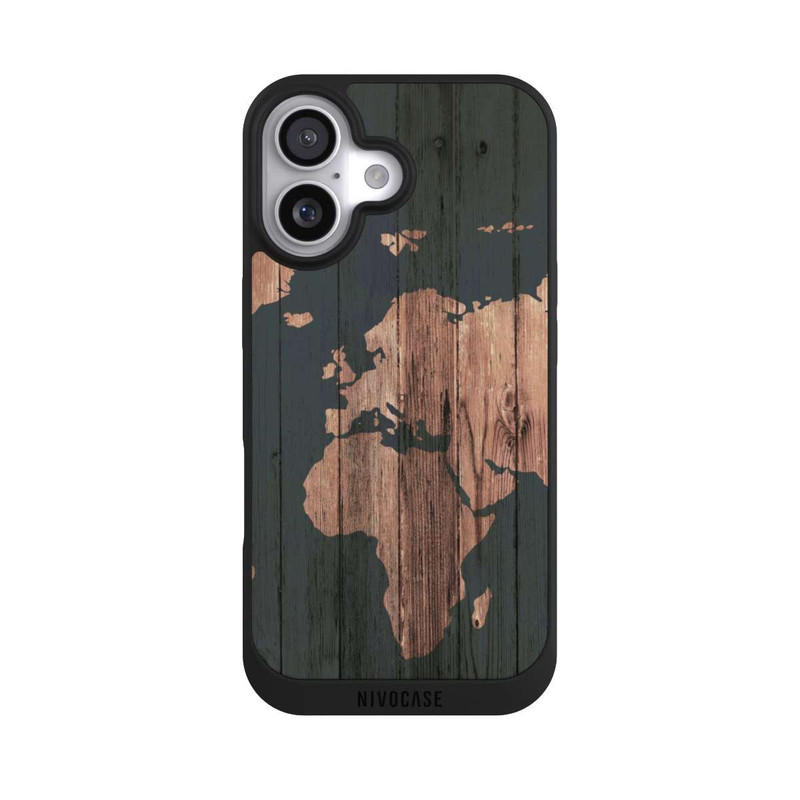 iPhone 17 NIVOpure Carte du Monde Effet bois
