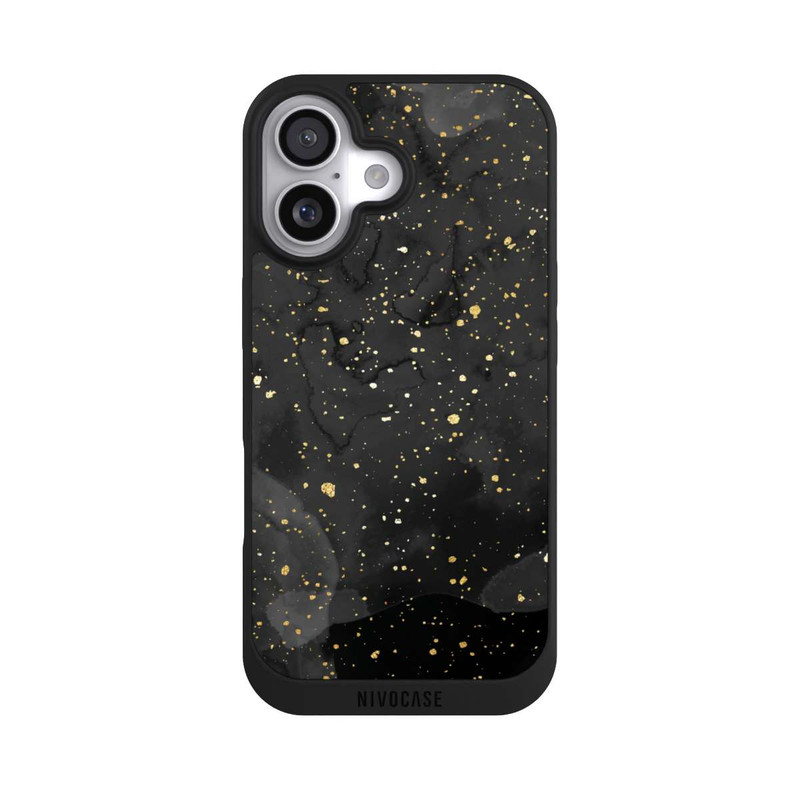 iPhone 17 NIVOpure Glitzernder Marmor-Schwarz-Gold-Look