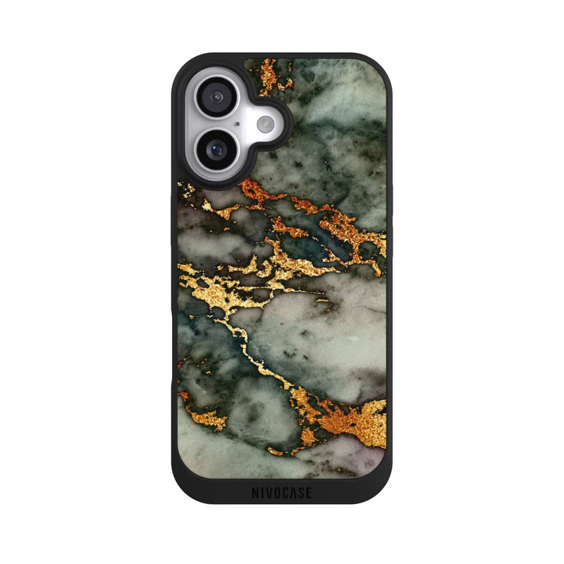 iPhone 17 NIVOpure Aspect marbre gris et doré
