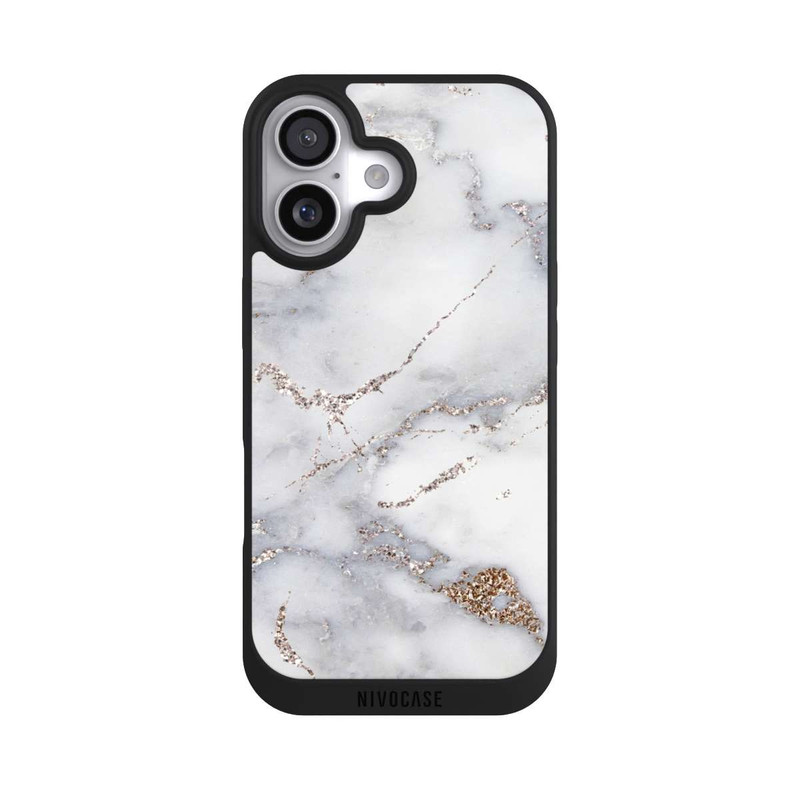 iPhone 17 NIVOpure Silberglitzer Marmorlook