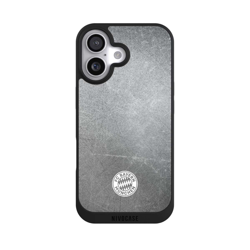iPhone 17 NIVOpure Logo FCB Classique Petit - Blanc sur Fond Métallique