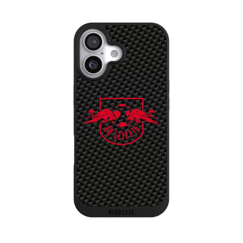 iPhone 17 NIVOpure Rotes RB Leipzig Logo auf Carbonoptik