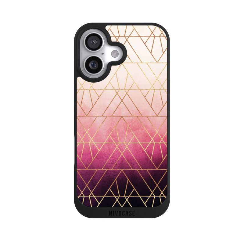 iPhone 17 NIVOpure Triangles ombrés roses imprimé doré