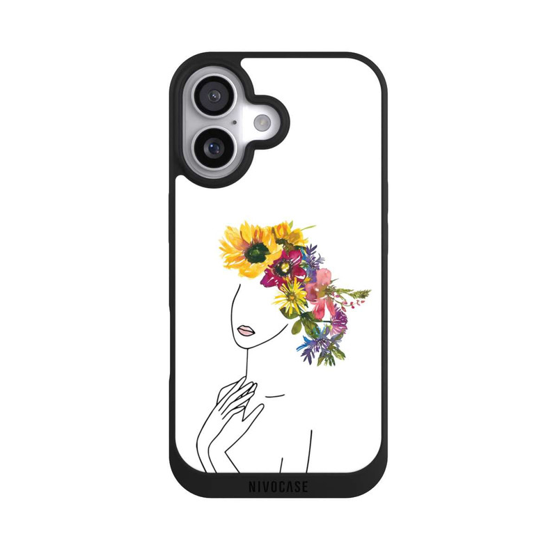 iPhone 17 NIVOpure Line Art Frau mit Blumenkrone