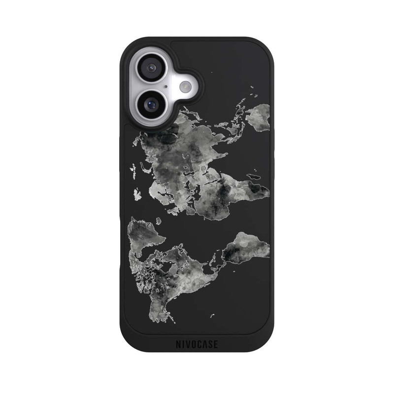 iPhone 17 NIVOpure Carte du monde noire transparente