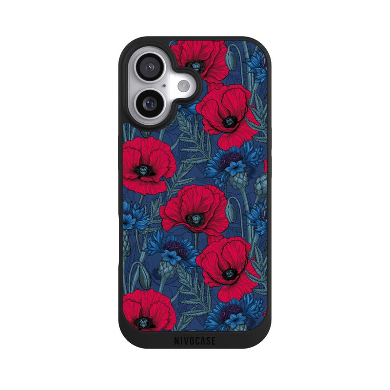iPhone 17 NIVOpure Mohnblumen und Kornblumen auf Blau