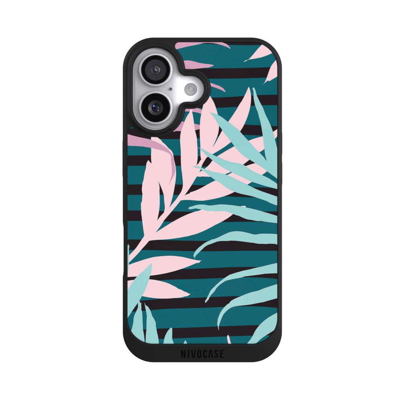 iPhone 17 NIVOpure Pastell-Dschungelblätter rosa blaugrün