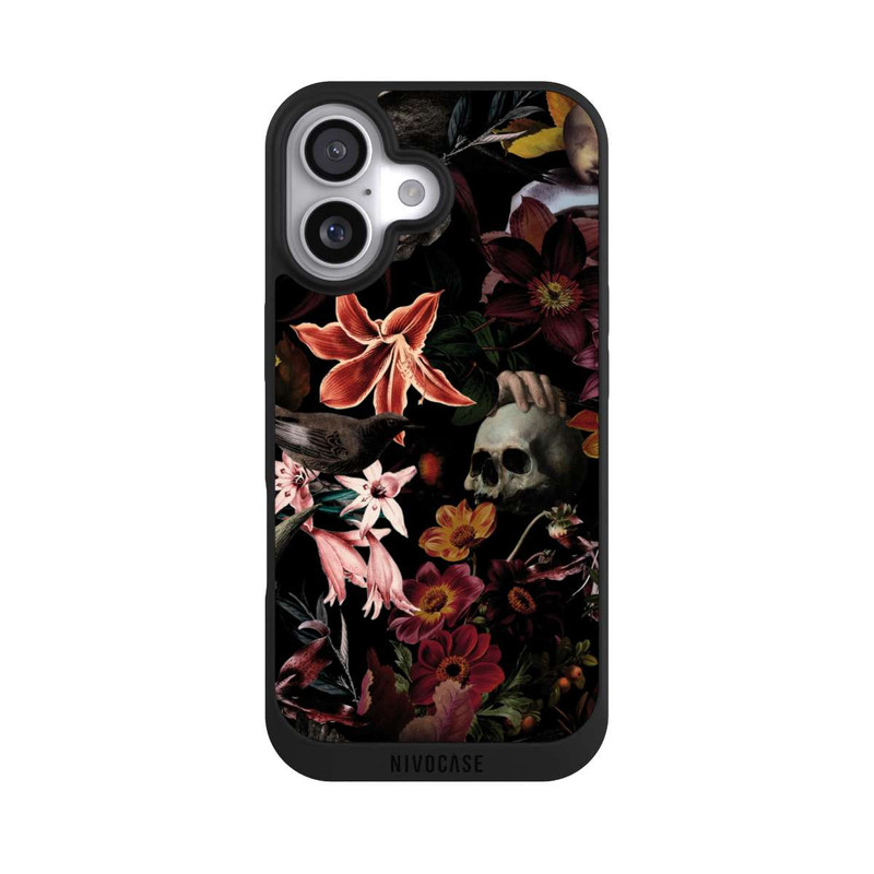 iPhone 17 NIVOpure Skulls and Flowers on Dark Background