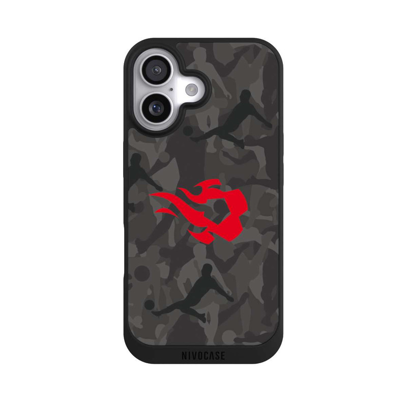 iPhone 17 NIVOpure Belgique Red Flames Camouflage Gris