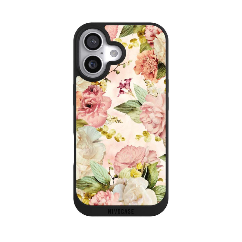 iPhone 17 NIVOpure Cadre fleur pivoines beige