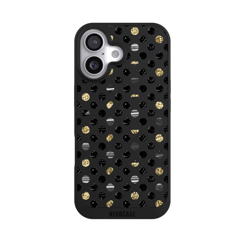 iPhone 17 NIVOpure Gold Schwarz Polka Dots